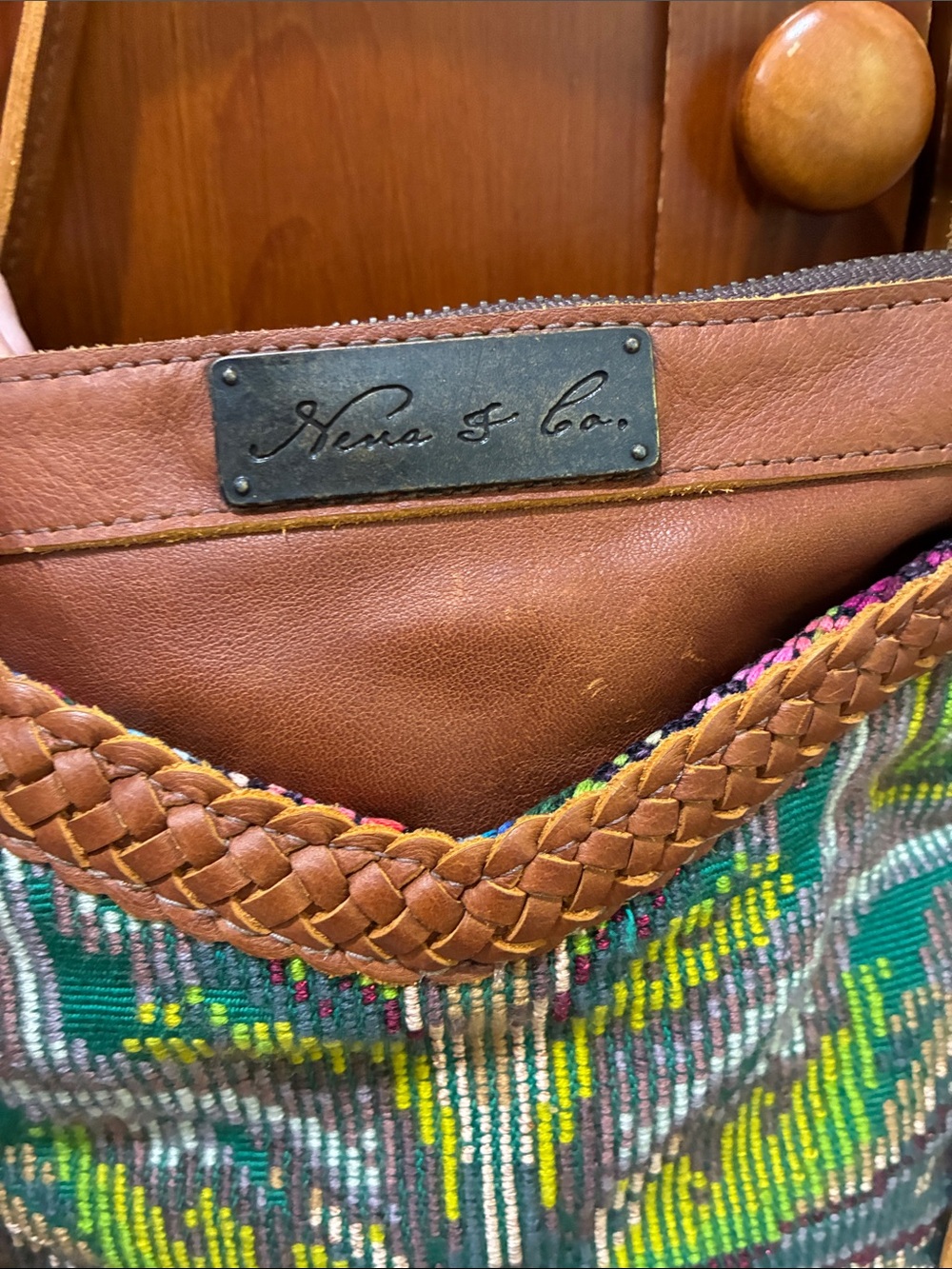 Convertible Backpack Brown Leather Fringe bag with Green Beaded Panel